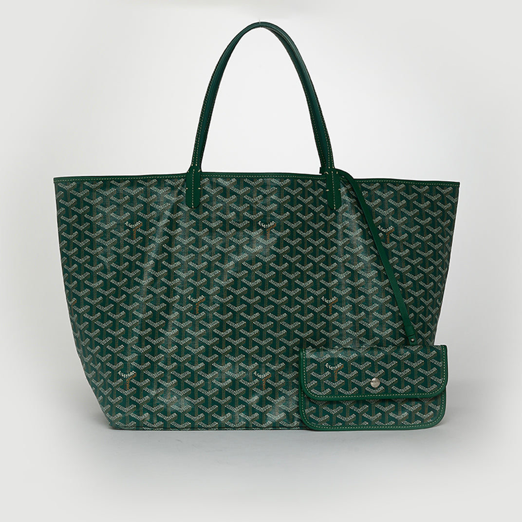 Saint Louis GM Canvas and Leather-Trim Tote in Green