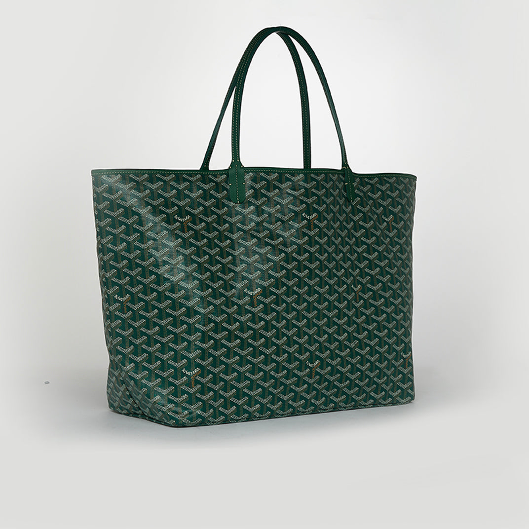 Saint Louis GM Canvas and Leather-Trim Tote in Green