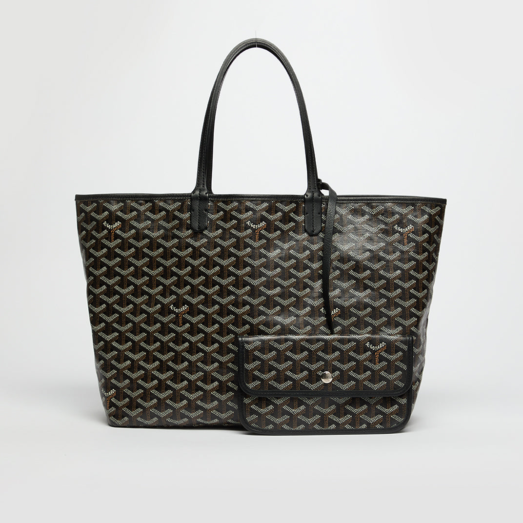 Saint Louis GM Canvas and Leather-Trim Tote in Black