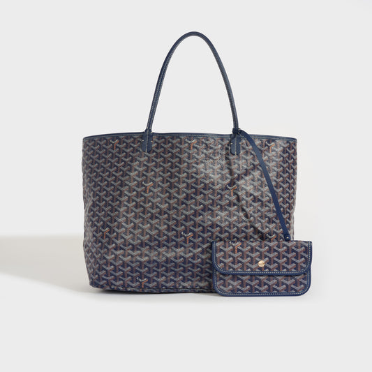 Saint Louis GM Canvas and Leather-Trim Tote in Navy [ReSale]