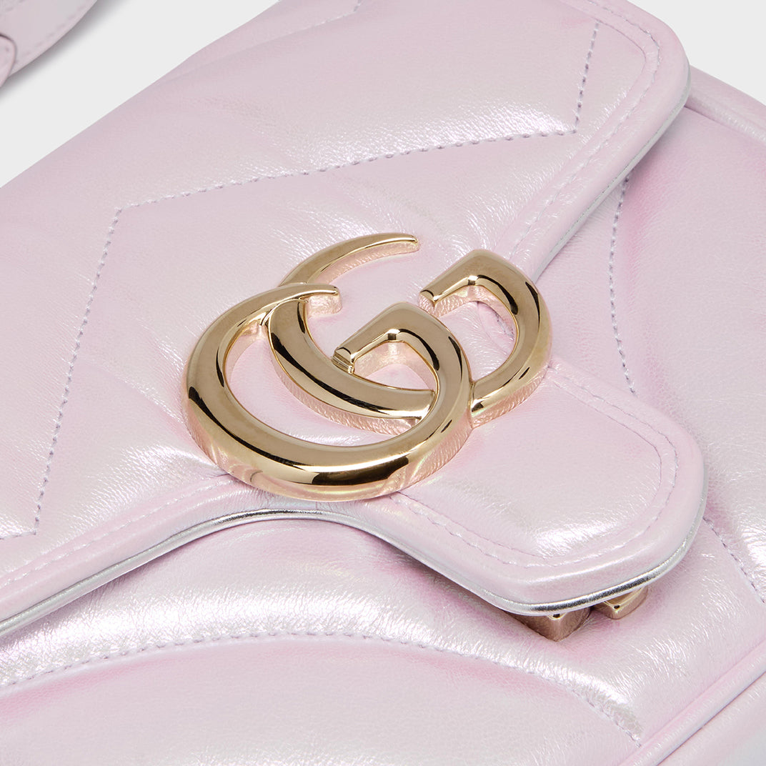 GG Marmont Mini Shoulder Bag in Iridescent Pink