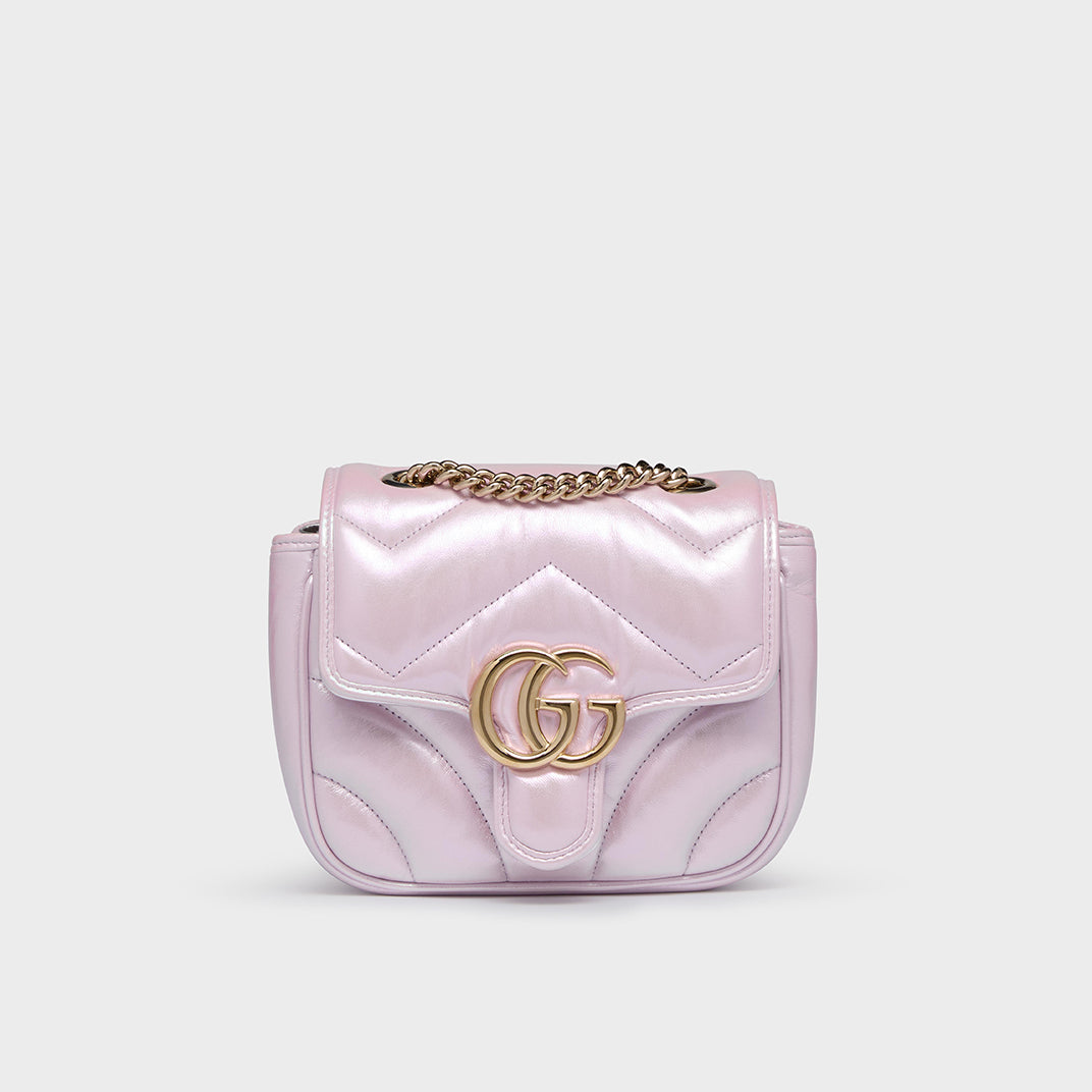 GG Marmont Mini Shoulder Bag in Iridescent Pink