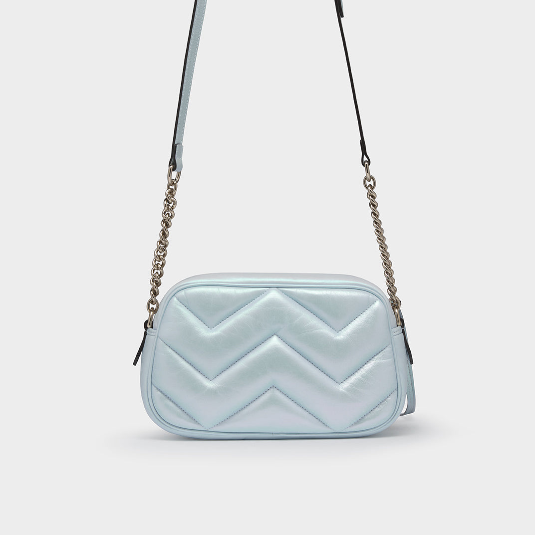 GG Marmont Small Shoulder Bag in Iridescent Blue