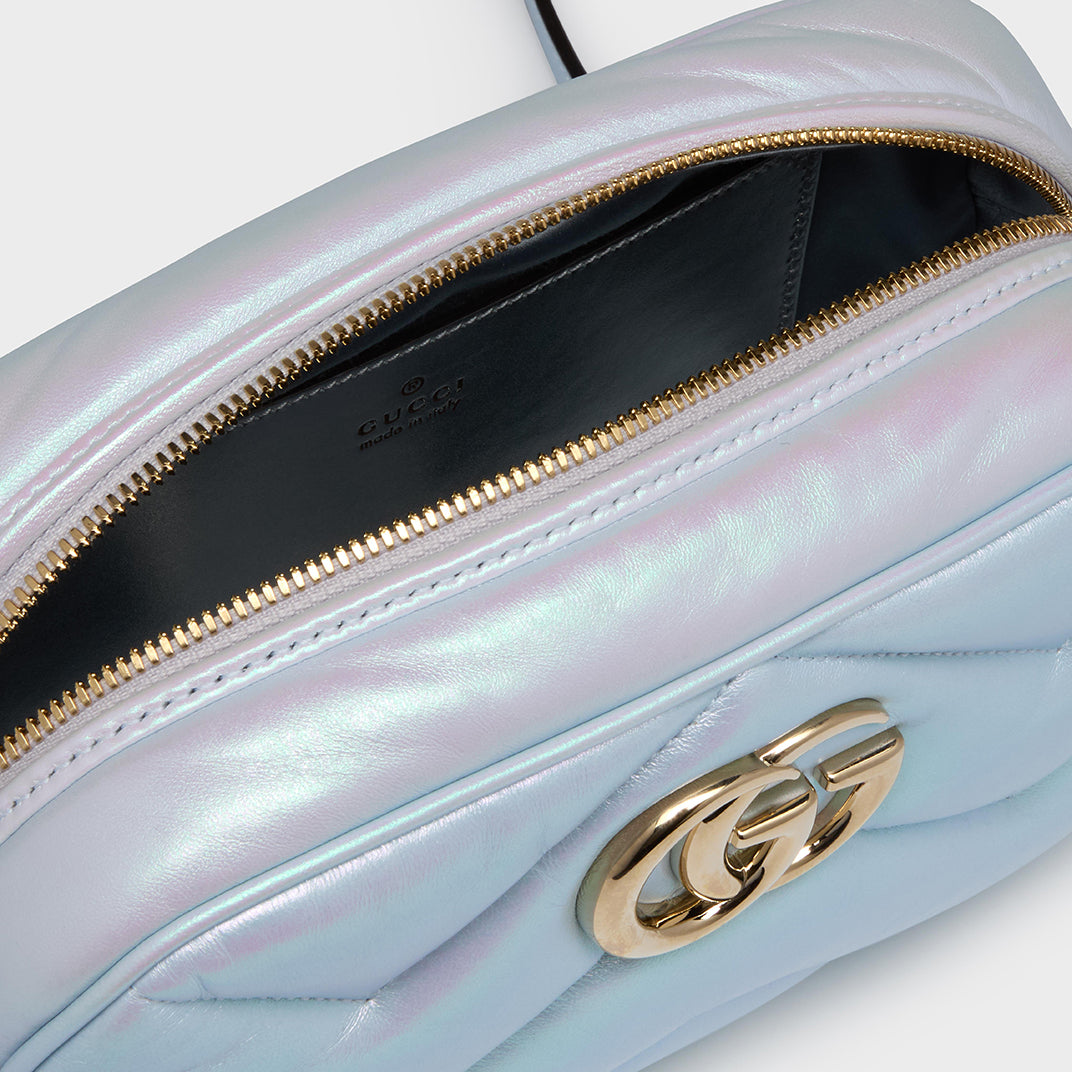 GG Marmont Small Shoulder Bag in Iridescent Blue