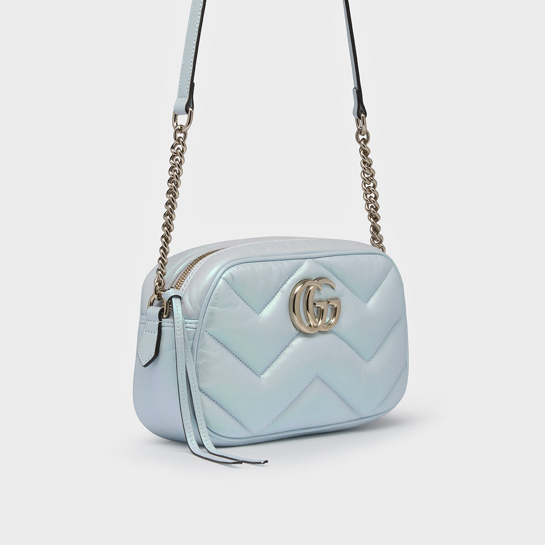 GG Marmont Small Shoulder Bag in Iridescent Blue