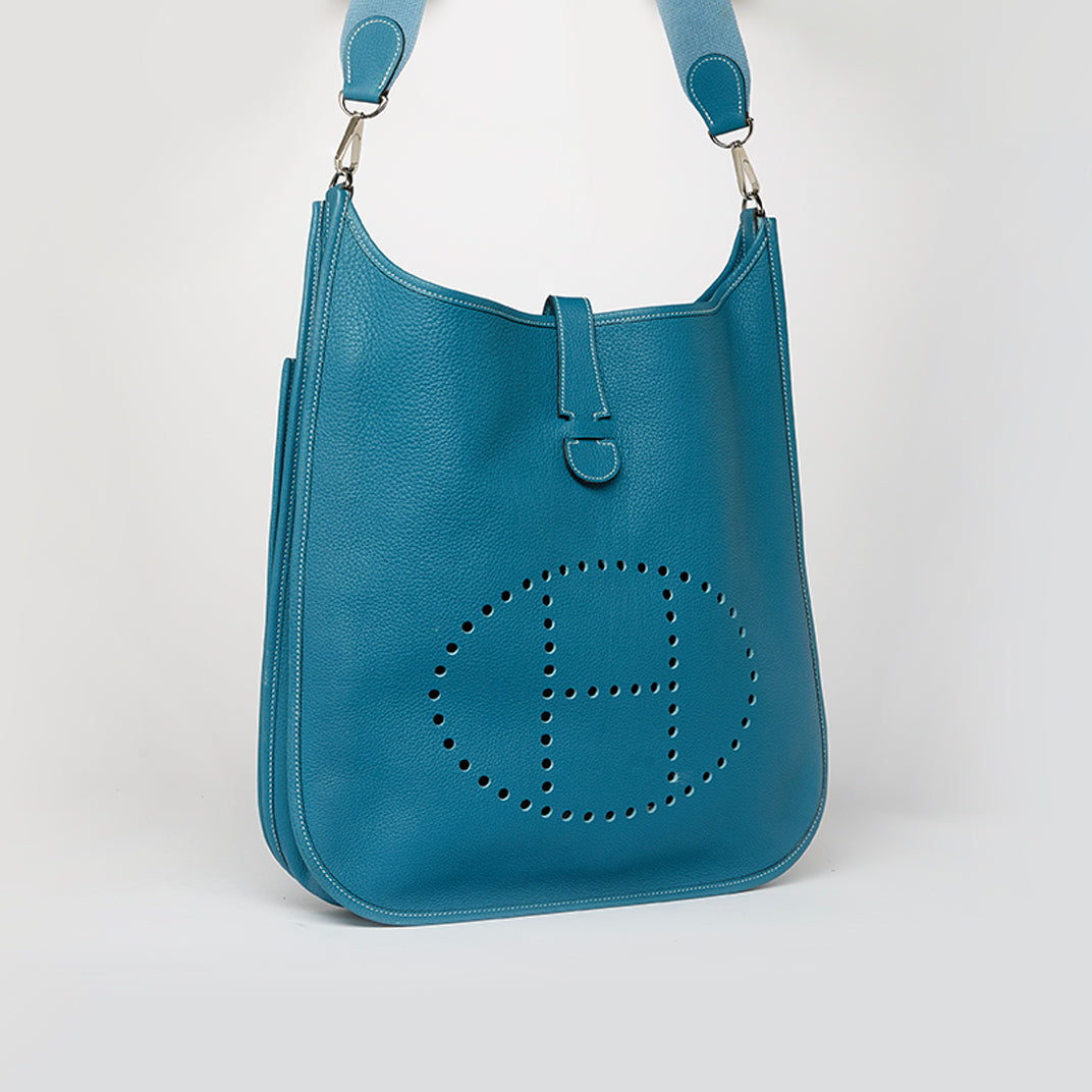 Evelyne Gen-II TGM Bag in Blue Clemence Leather