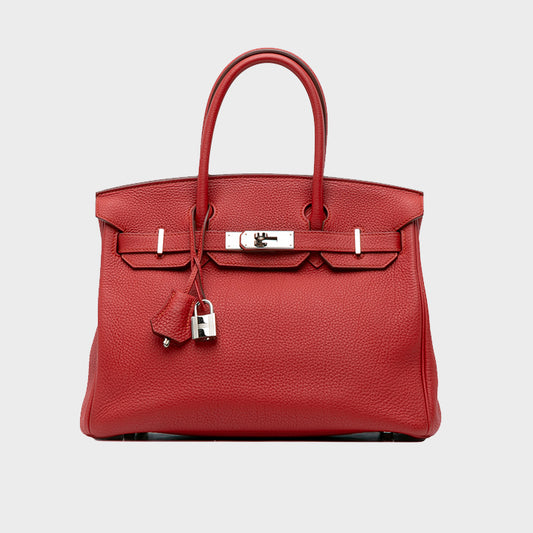 Togo Birkin Retourne 30 in Red with Silver Hardware