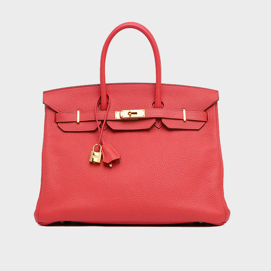 Togo Birkin Retourne 35 in Red with Gold Hardware