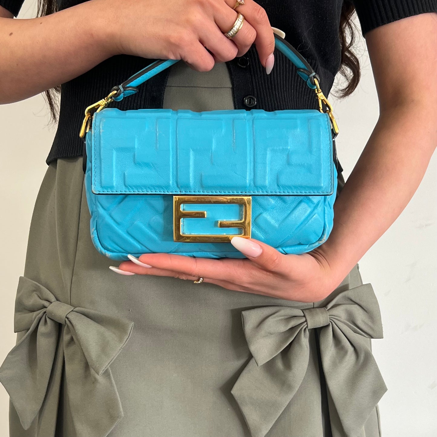 Mini Baguette in Turquoise Embossed Leather [ReSale]