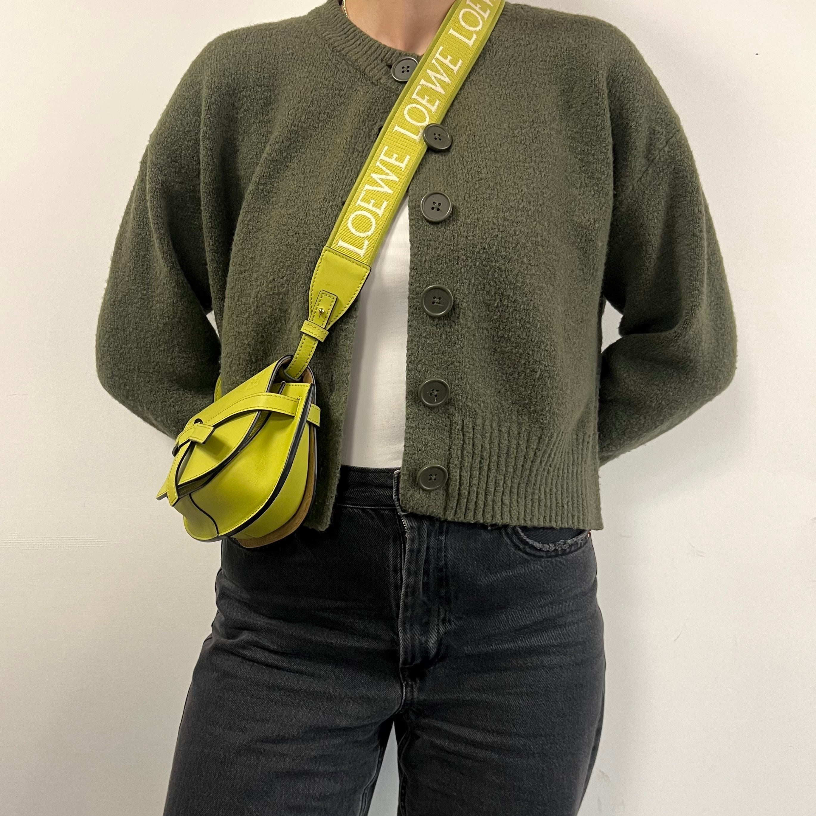 Gate Mini Crossbody Bag in Lime Green Leather