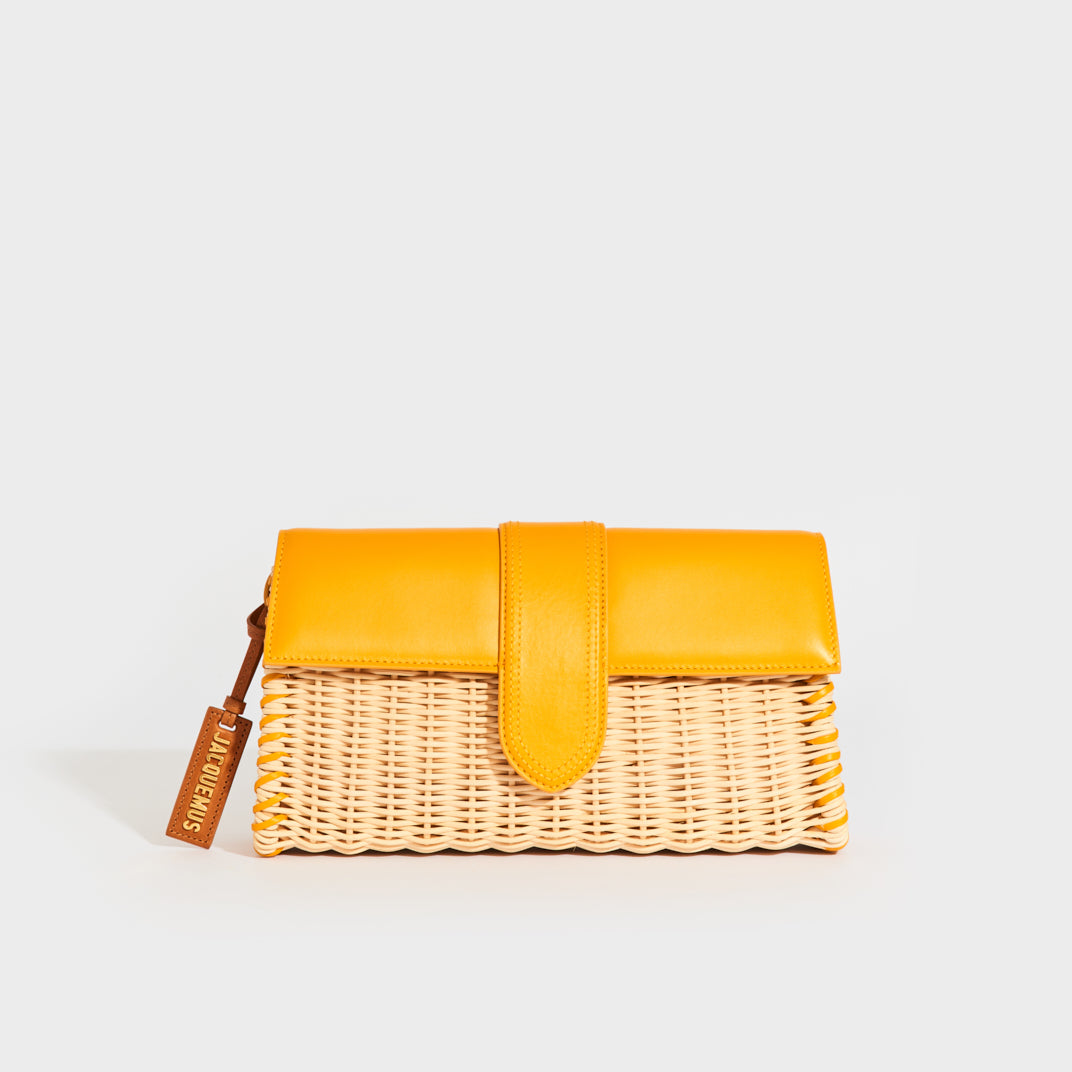 Le Bambino Long Osier Shoulder Bag in Yellow