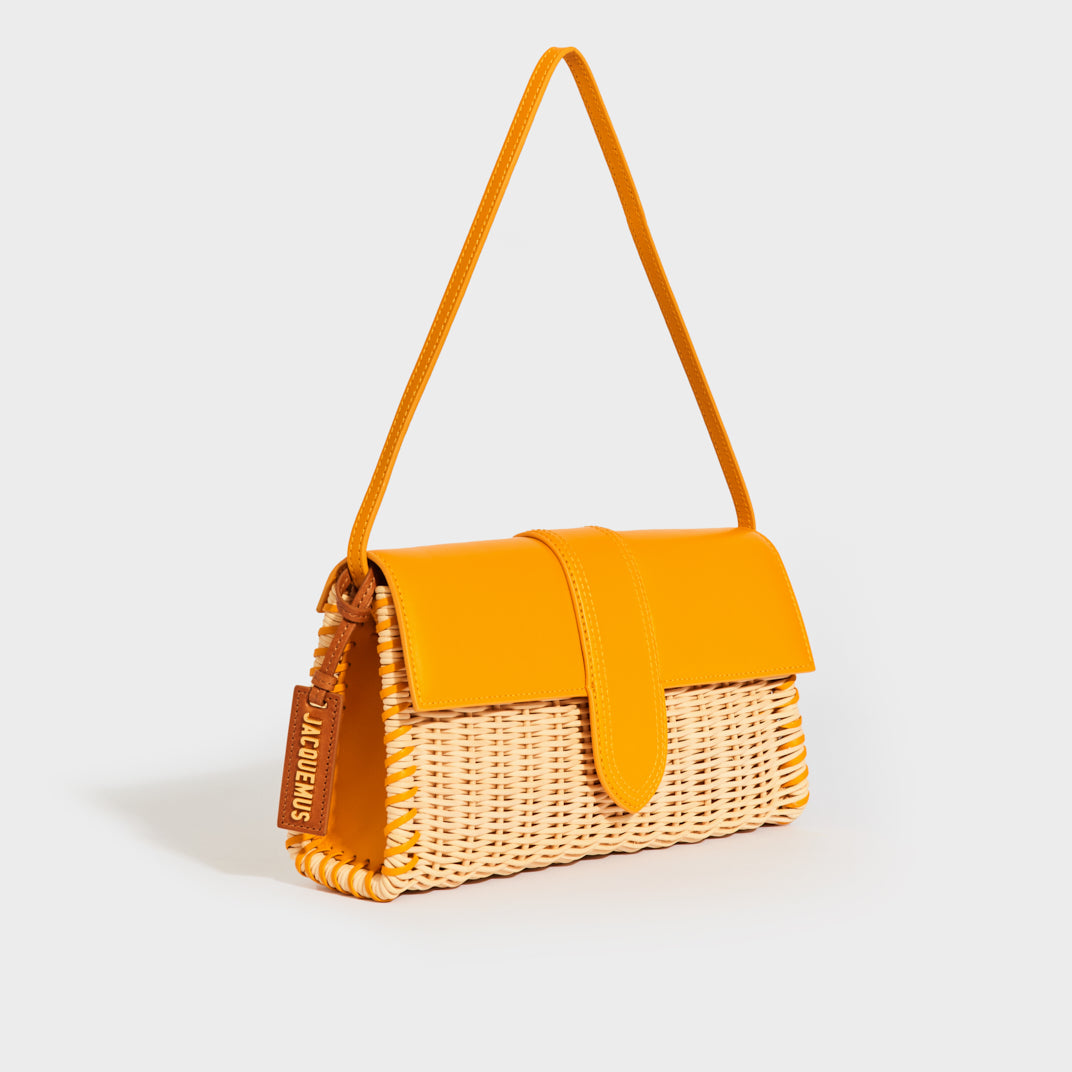 Le Bambino Long Osier Shoulder Bag in Yellow