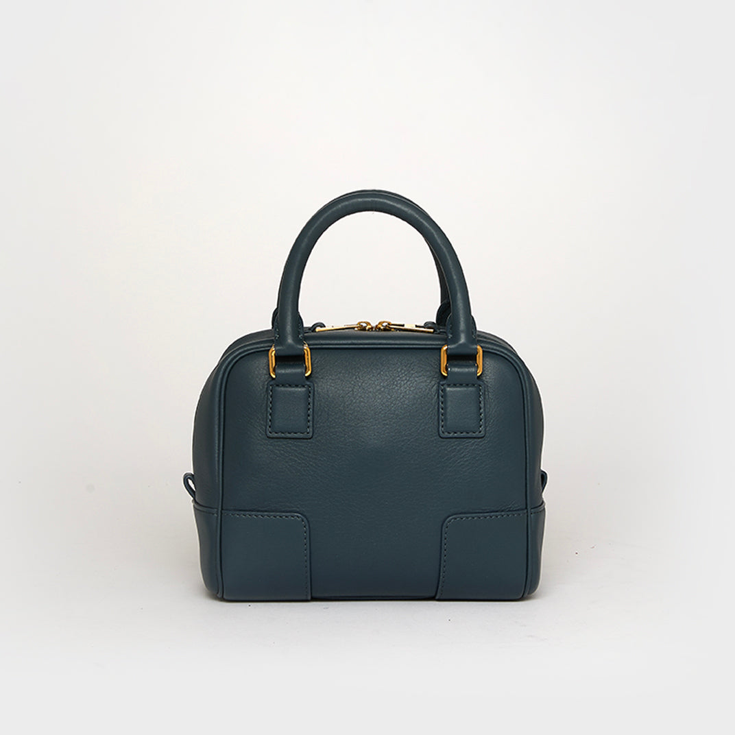 Amazona 16 Square Bag in Navy Leather