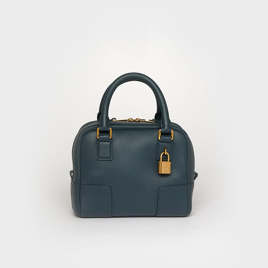 Amazona 16 Square Bag in Navy Leather