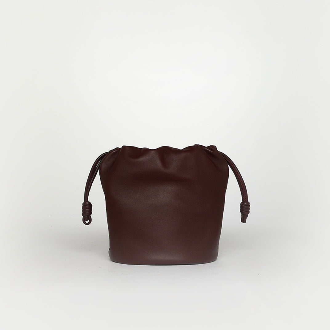 Medium Flamenco Purse Bucket Bag in Dark Burgundy