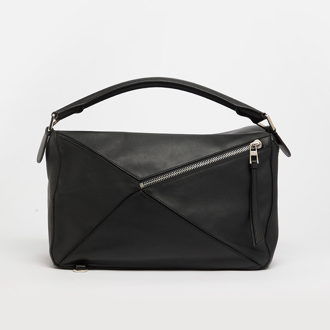 Puzzle Large Smooth Leather Bag in Black