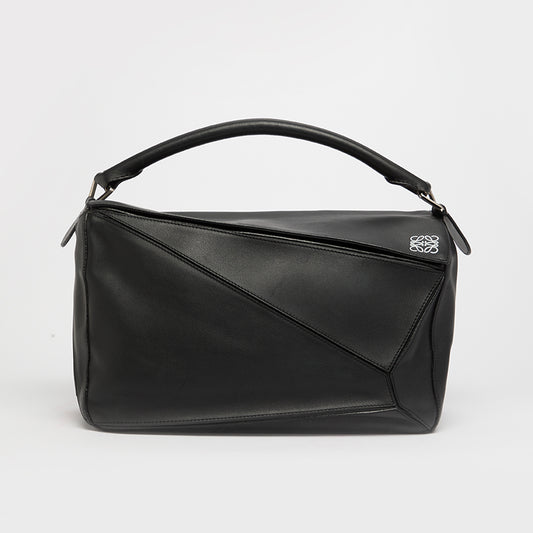 Puzzle Large Smooth Leather Bag in Black