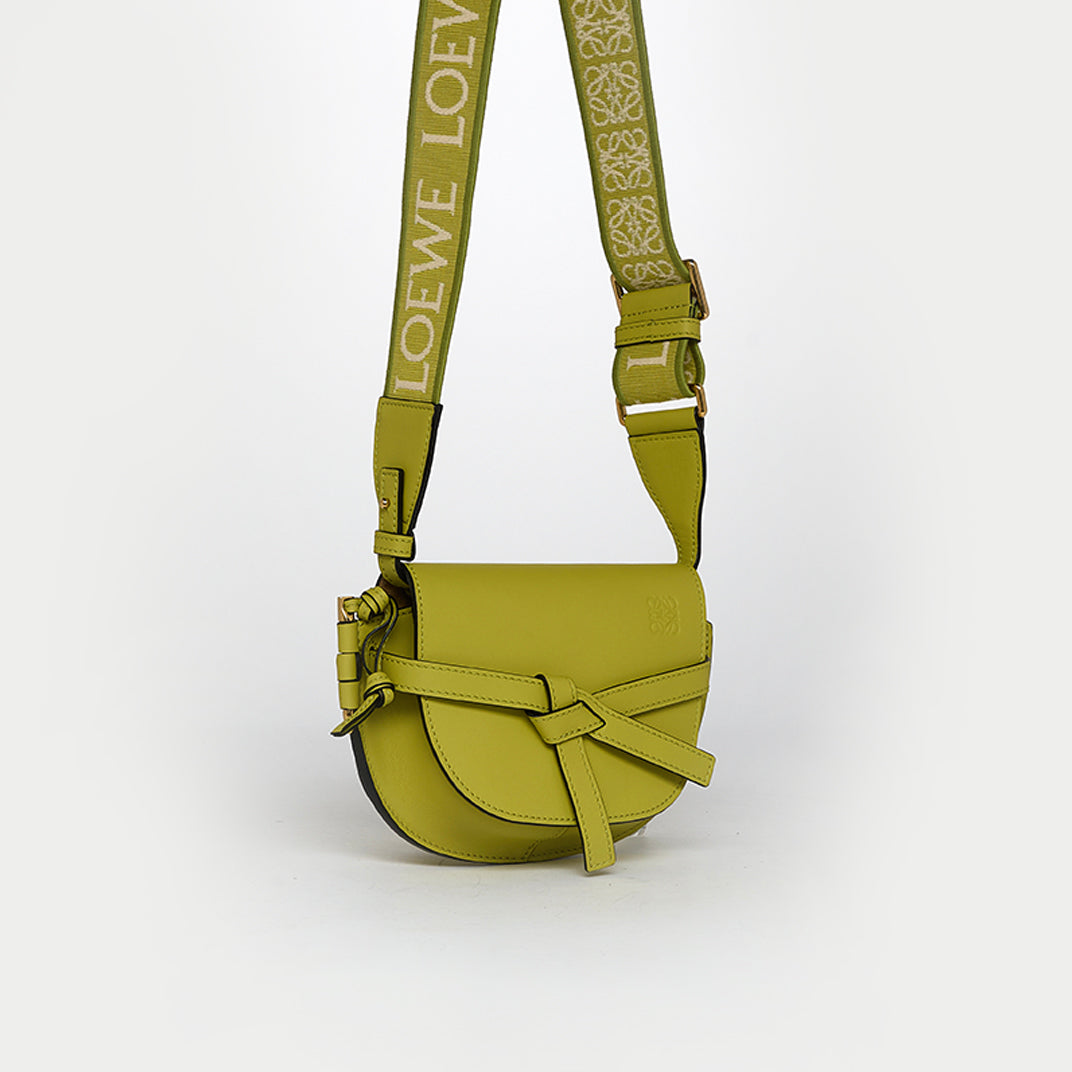 Gate Mini Crossbody Bag in Lime Green Leather