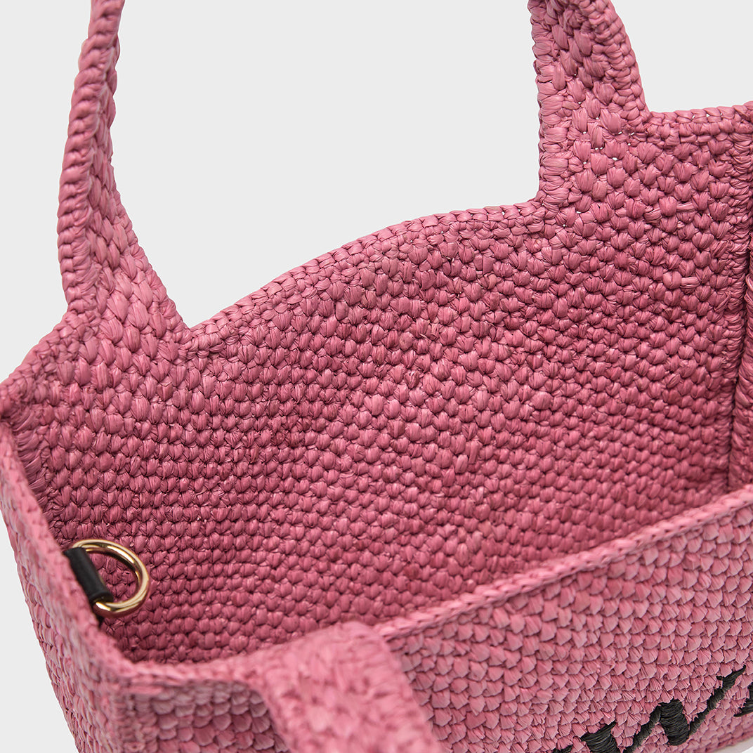 X Paula's Ibiza Mini Raffia Tote in Pink