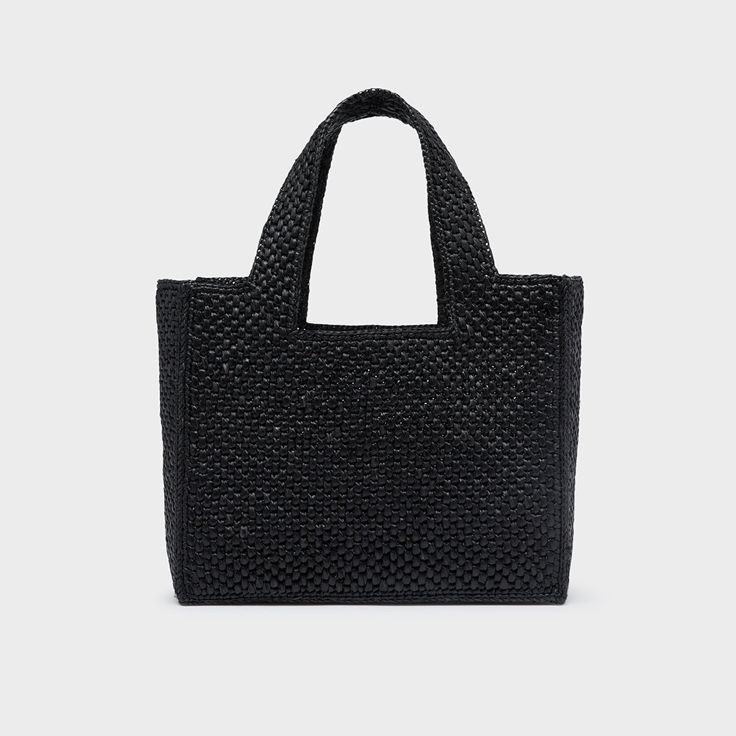 X Paula's Ibiza Small Raffia Tote in Black