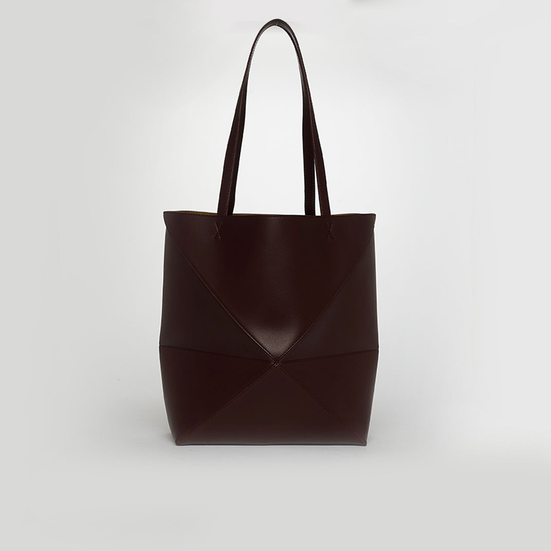 Puzzle Fold Tote in Dark Burgundy