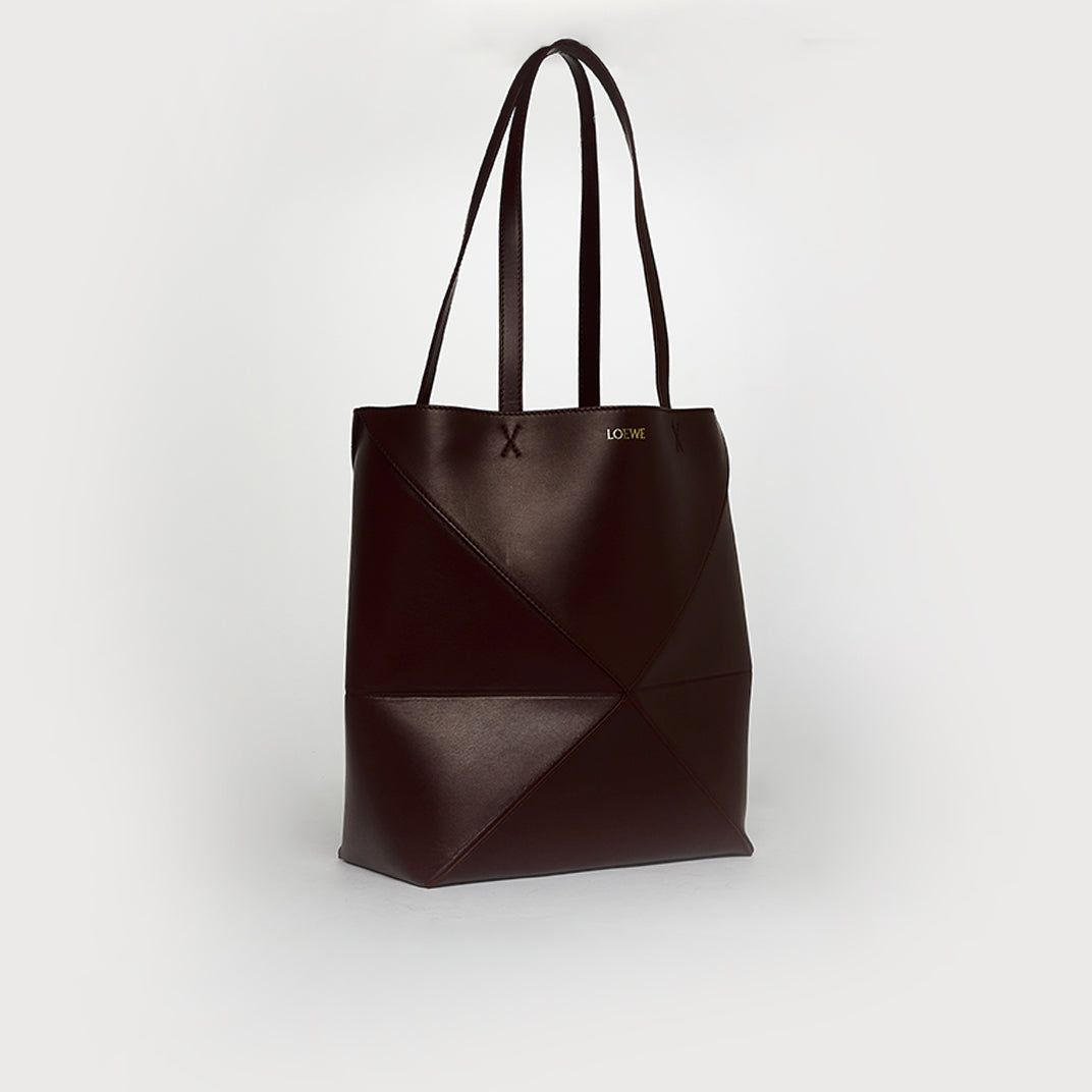 Puzzle Fold Tote in Dark Burgundy