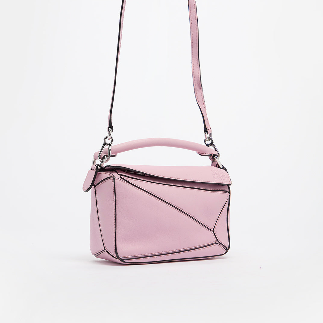 Puzzle Mini Leather Shoulder Bag in Baby Pink