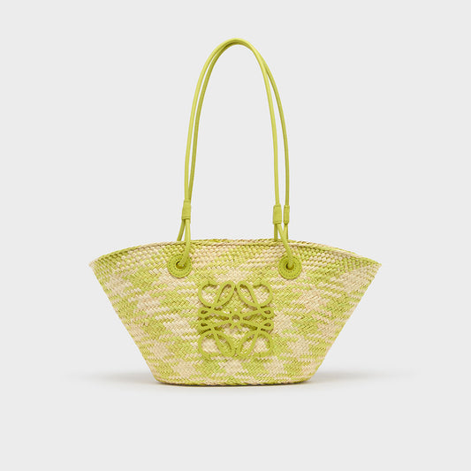 Small Anagram Basket Bag in Lime Green