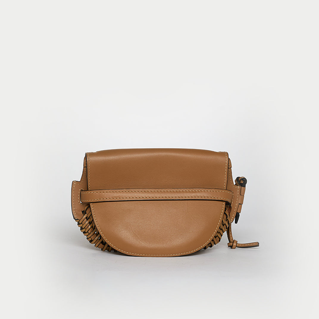 Woven Gate Small Crossbody Bag in Beige Leather