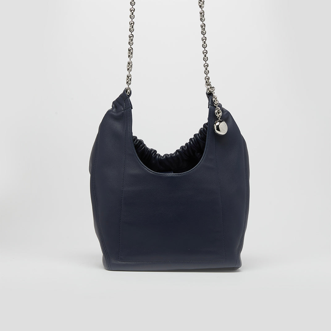 Small Squeeze Bag in Abyss Blue Nappa Leather