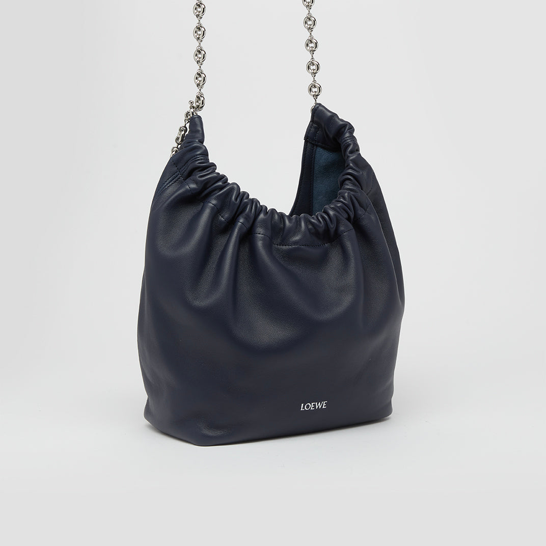 Small Squeeze Bag in Abyss Blue Nappa Leather