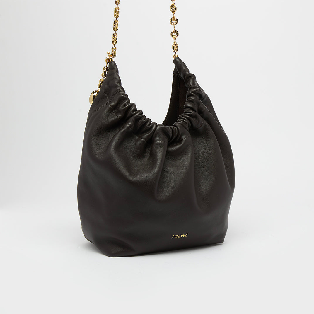 Small Squeeze Bag in Chocolate Nappa Leather