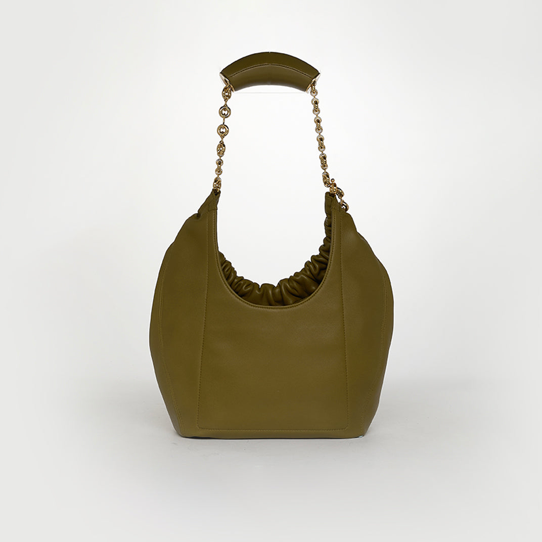 Small Squeeze Bag in Olive Nappa Leather