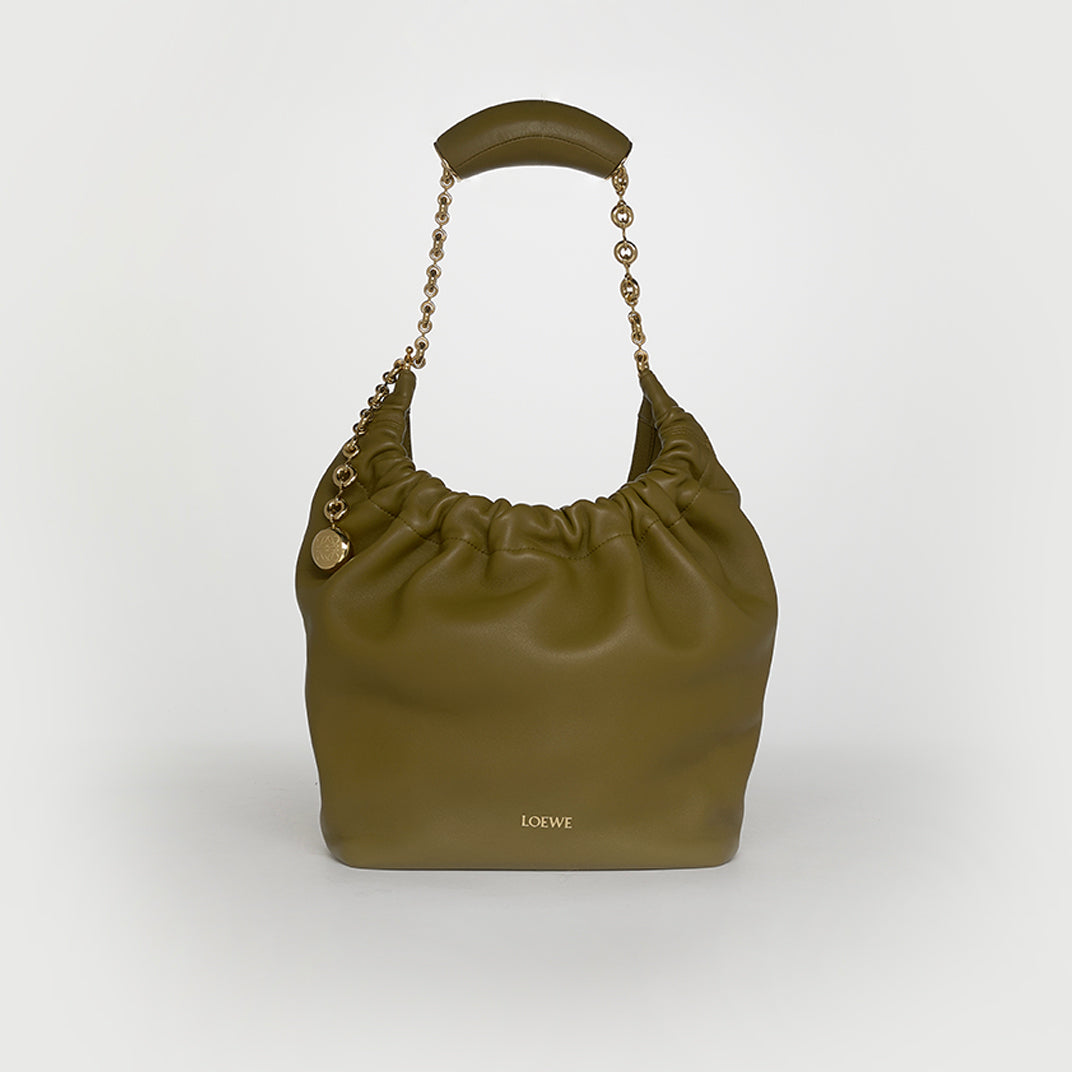 Small Squeeze Bag in Olive Nappa Leather