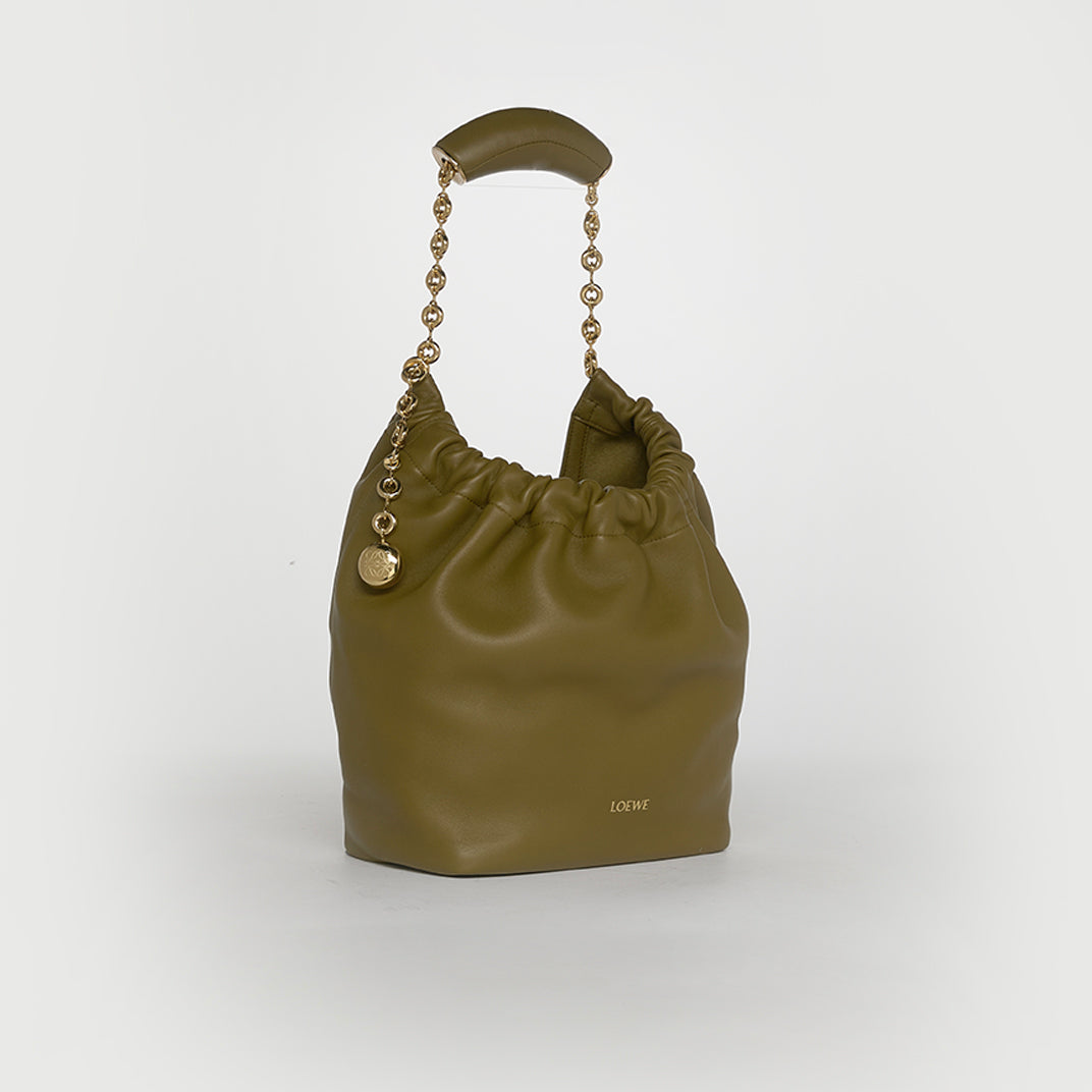 Small Squeeze Bag in Olive Nappa Leather