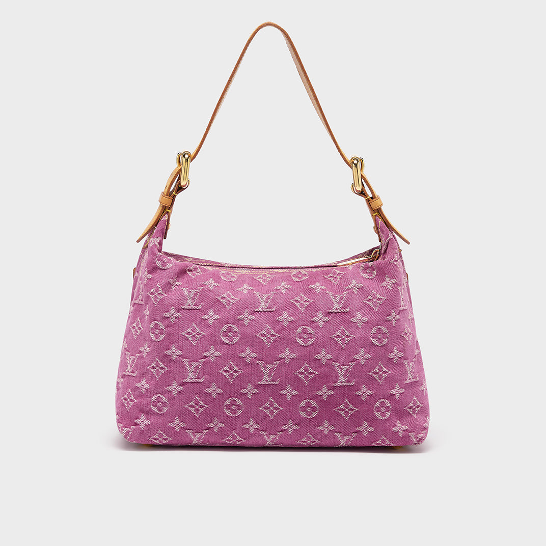 LOUIS VUITTON Denim Baggy PM Monogram Shoulder Bag in Pink COCOON