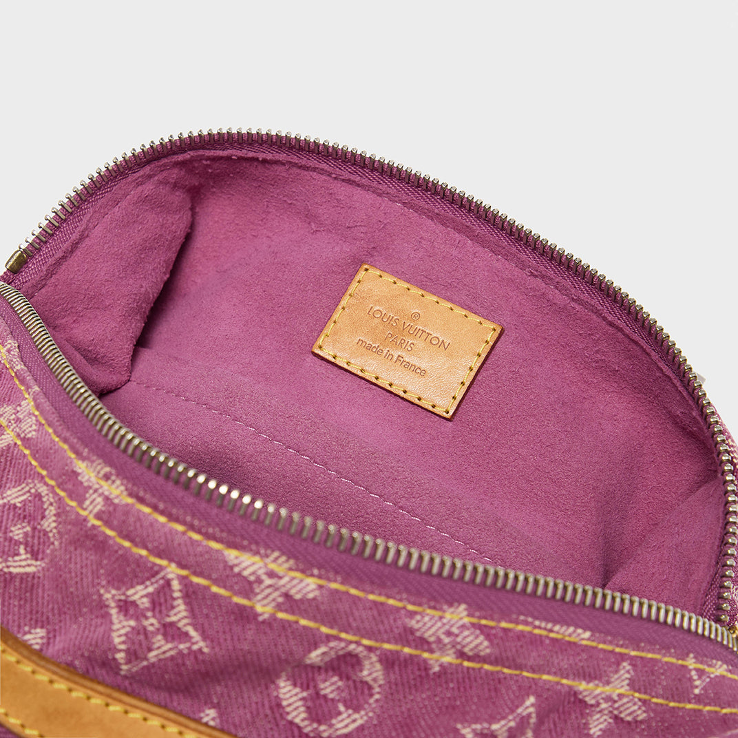 Monogram Denim Baggy PM Shoulder Bag in Pink