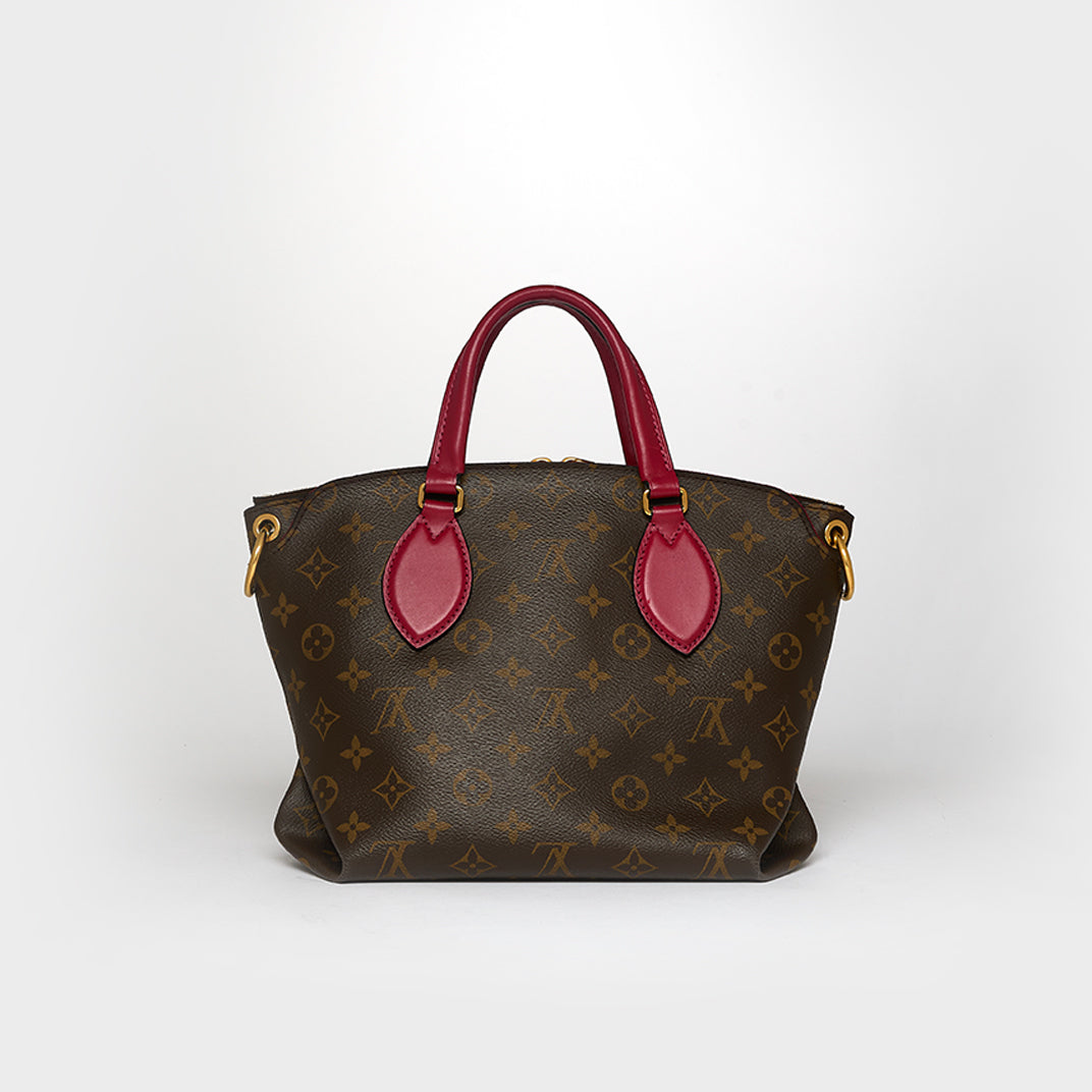 Monogram Flower Zipped Tote MM in Bordeaux