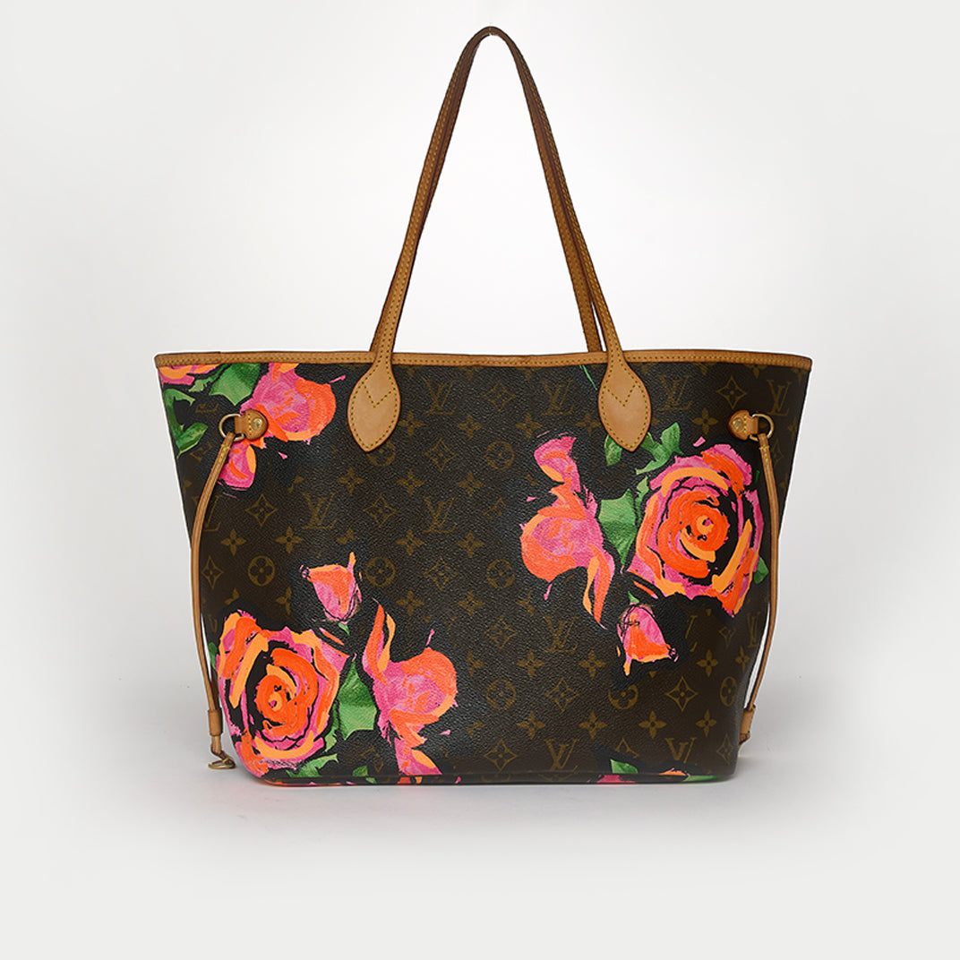 Monogram Roses Neverfull MM Tote Bag