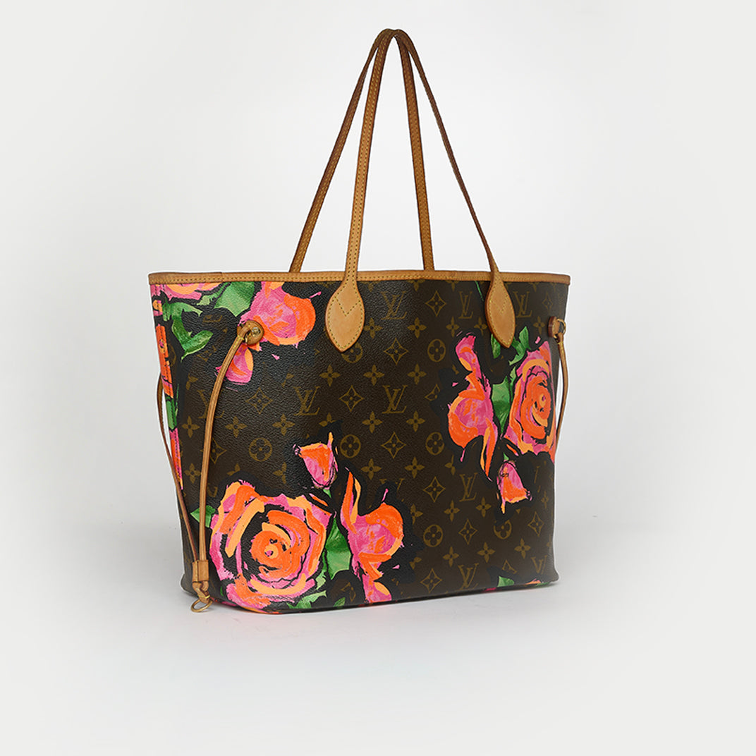 Monogram Roses Neverfull MM Tote Bag