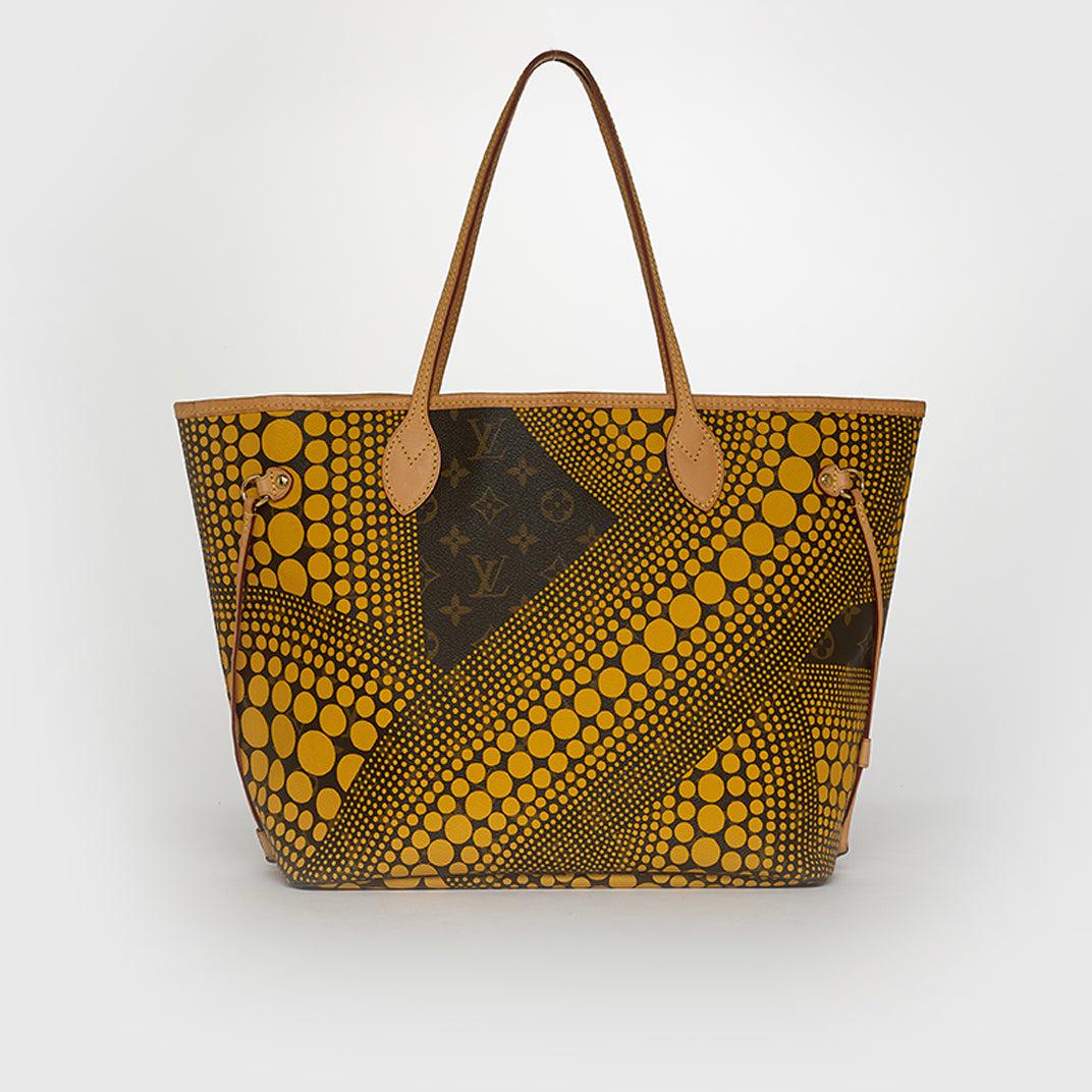 x Yayoi Kusama Jaune Infinity Dots Monogram Neverfull MM Tote Bag