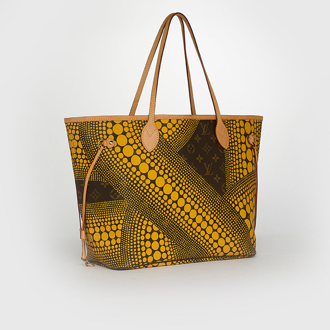 x Yayoi Kusama Jaune Infinity Dots Monogram Neverfull MM Tote Bag