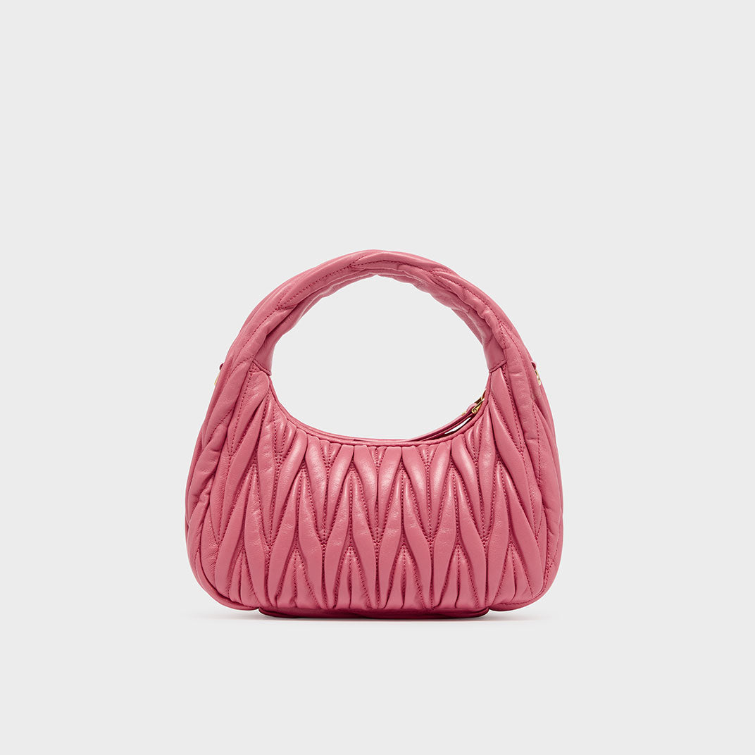 Wander Matelassé Leather Hobo Bag in Begonia Pink