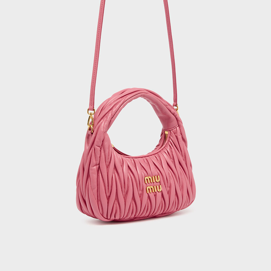 Wander Matelassé Leather Hobo Bag in Begonia Pink