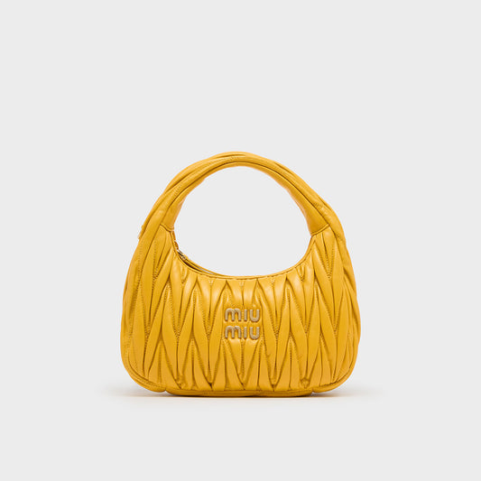 Wander Matelassé Leather Hobo Bag in Sunny Yellow