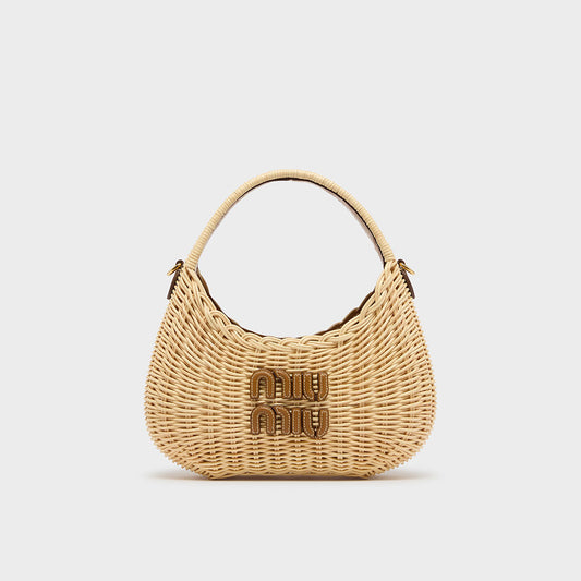 Wander Wicker Hobo Bag in Tan