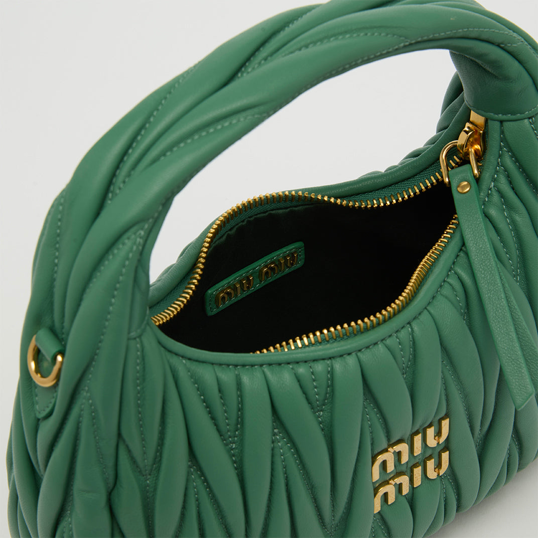 Wander Matelassé Leather Hobo Bag in Green