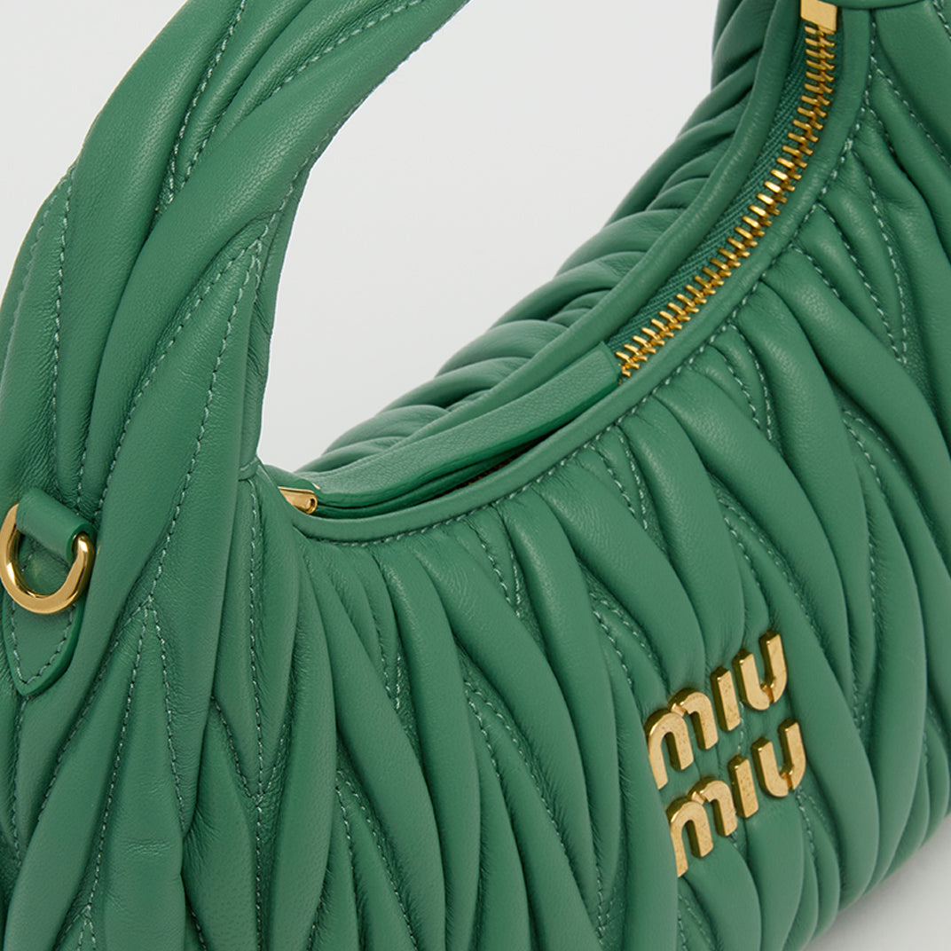 Wander Matelassé Leather Hobo Bag in Green