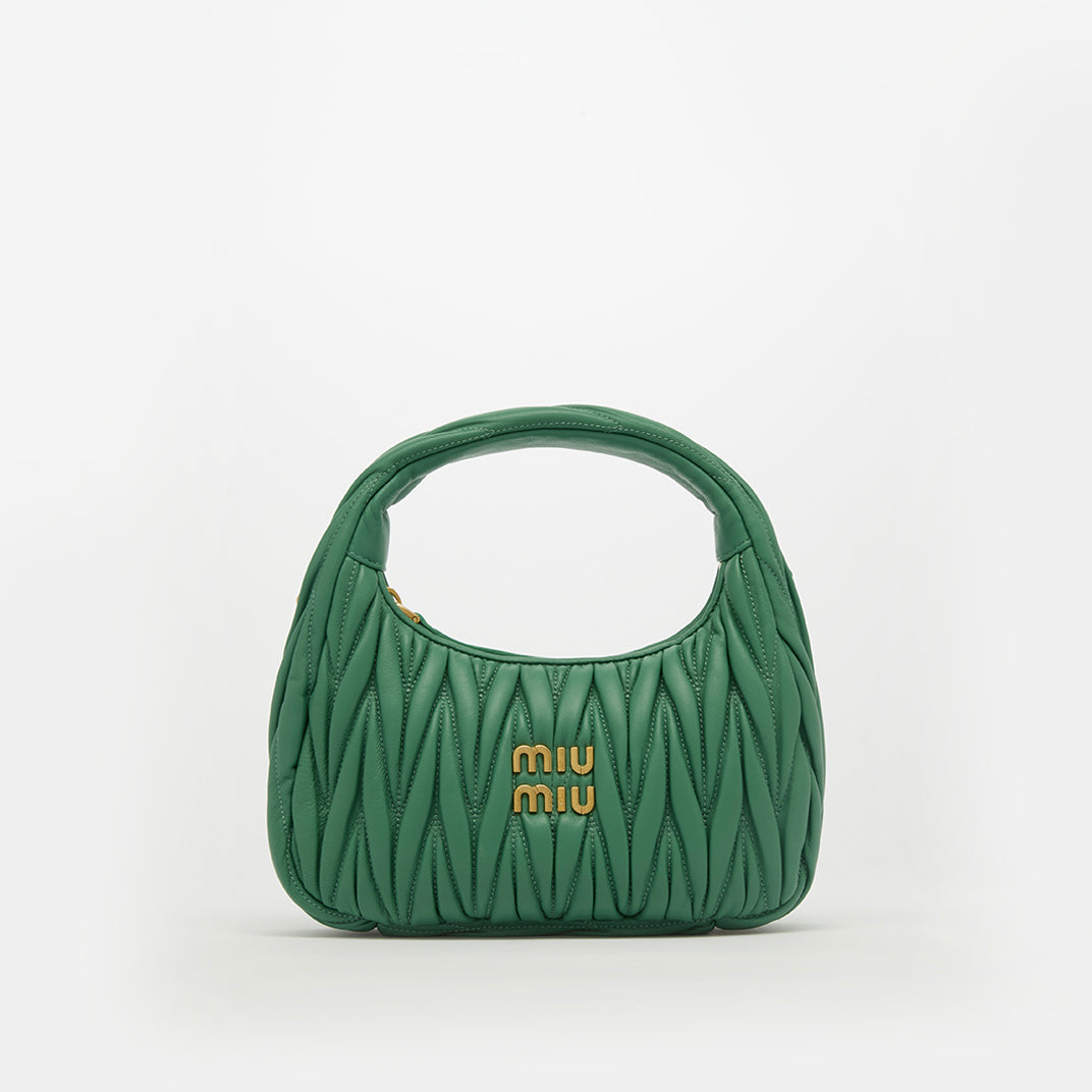 Wander Matelassé Leather Hobo Bag in Green