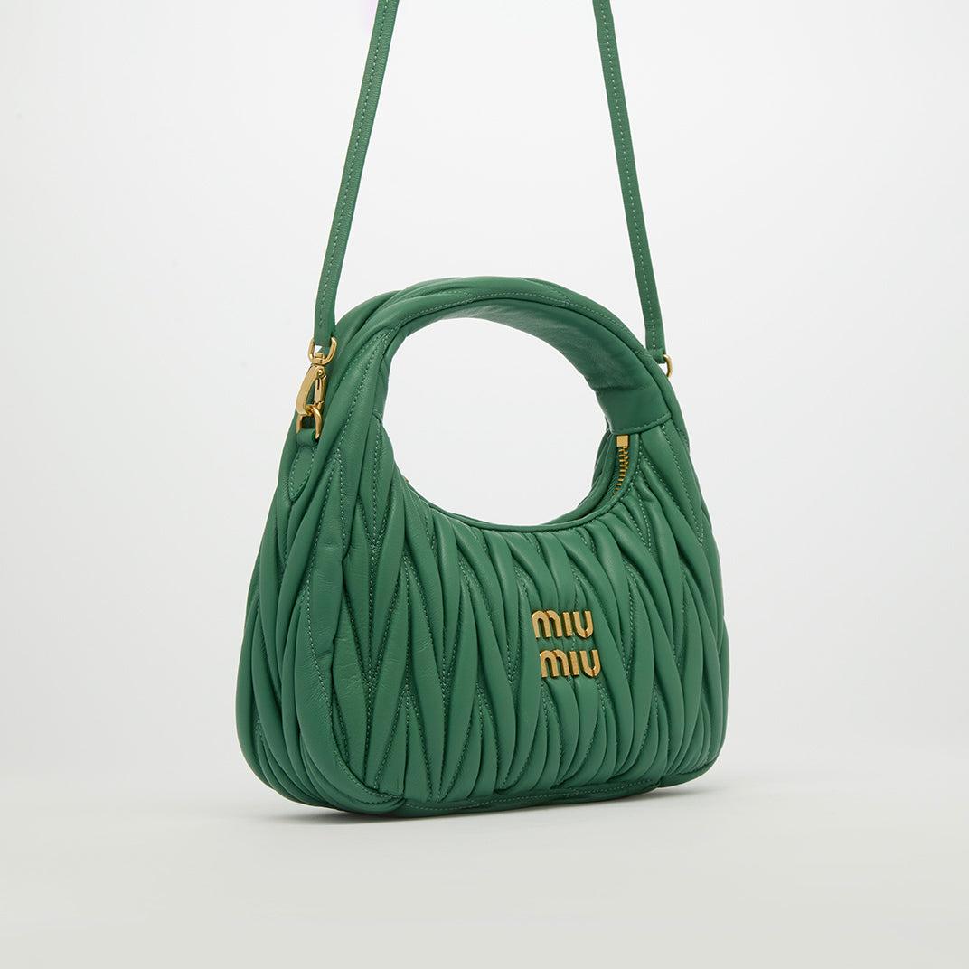 Wander Matelassé Leather Hobo Bag in Green